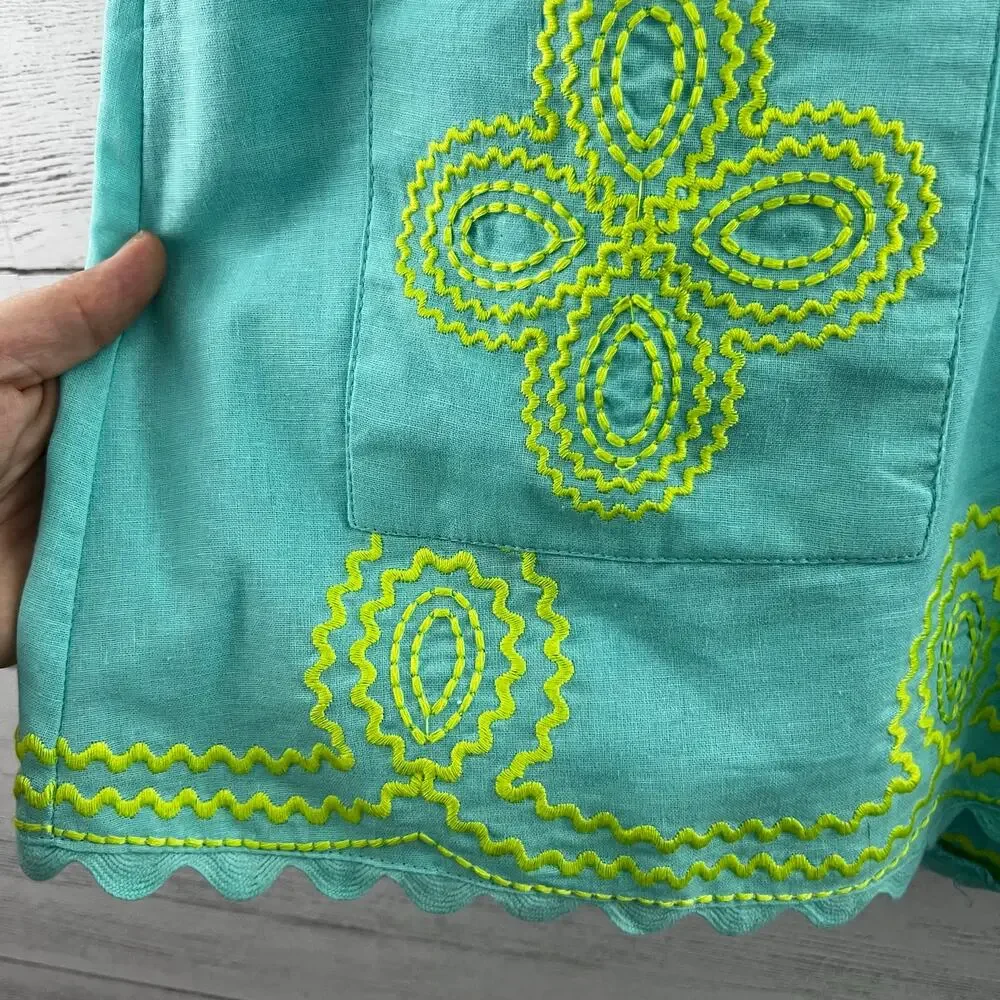 J. Marie Makenna Blue and Green Embroidered Romper Size S - Picture 6 of 6
